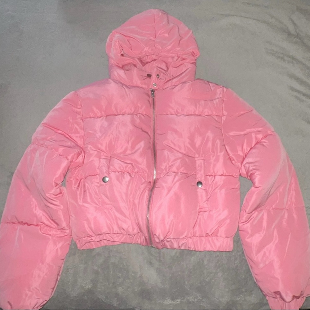 Fashion Nova Light Pink Puffer Jacket